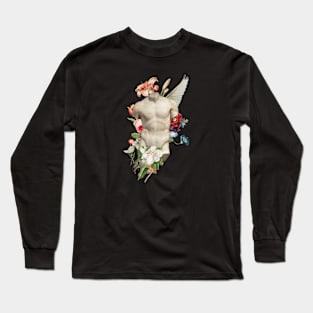 Popular Floral and Sculpture Art Collage, Nude Body Long Sleeve T-Shirt